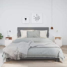 Bedside Table - SALEM Jay 2 Piece Nightstand White 40cm