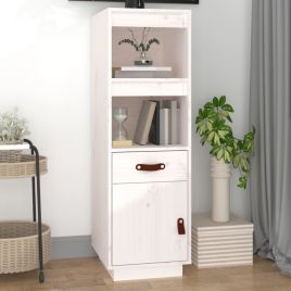 Highboard White 34x40x108,5 cm Solid Wood Pine