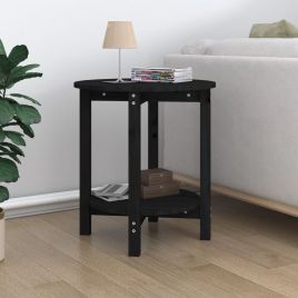 Coffee Table Black Ã˜ 55x60 cm Solid Wood Pine