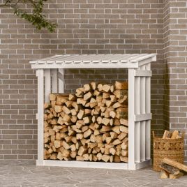 TIASH Firewood Rack 108x64.5x109 cm Wooden - White