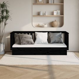 Day Bed Black 90x190 cm Solid Wood Pine