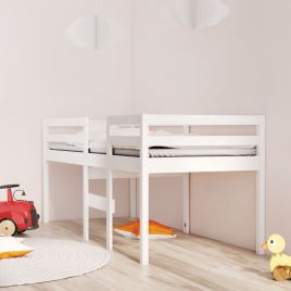 High Sleeper Bed White 75x190 cm Small Single Solid Wood Pine