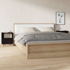 Bedside Table - RALEIGH Sid 2 Piece Nightstand Black 40cm
