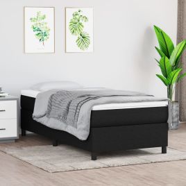 Box Spring Bed Frame Black 90x190 cm Single Fabric