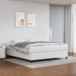 Box Spring Bed Frame White 180x200cm 6FT Super King Faux Leather