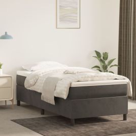 Box Spring Bed Frame Dark Grey 90x190cm 3FT Single Velvet