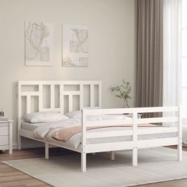 Bed Frame with Headboard White 120x200 cm Solid Wood