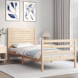 Bed Frame with Headboard 100x200 cm Solid Wood
