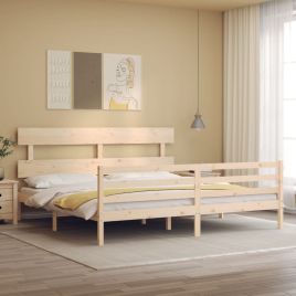 Bed Frame with Headboard Super King Size Solid Wood