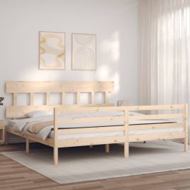 Bed Frame with Headboard 200x200 cm Solid Wood