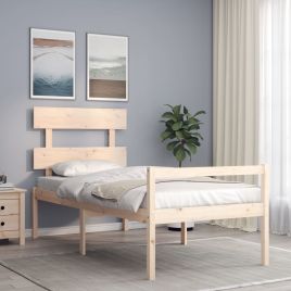 Bed Frame with Headboard 90x200cm Solid Wood