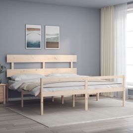 Bed Frame with Headboard Super King Size Solid Wood