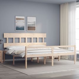 Bed Frame with Headboard Super King Size Solid Wood