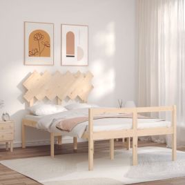 Bed Frame with Headboard Small Double Solid Wood