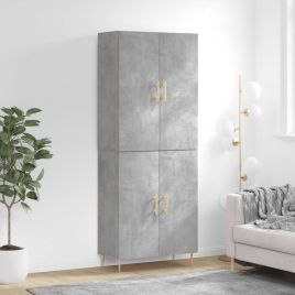Highboard Concrete Grey 69.5x34x180 cm Engineered Wood