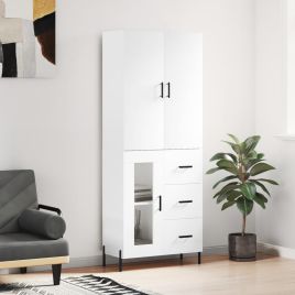 Highboard White 69.5x34x180 cm Engineered Wood
