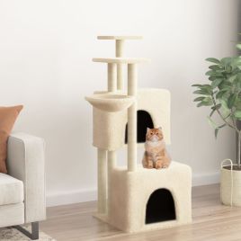 Cat Tree with Sisal Scratching Posts Cream 122 cm