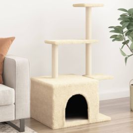 Cat Tree with Sisal Scratching Posts Cream 110 cm