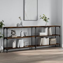 Console Table Smoked Oak 200x29x75 cm Engineered Wood