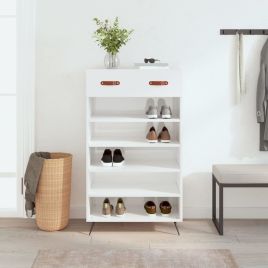 Shoe Cabinet High Gloss White 60x35x105 cm Engineered Wood