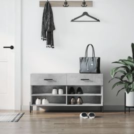 Shoe Bench Concrete Grey 102x35x55 cm Engineered Wood