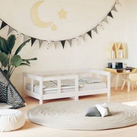 Kids Bed Frame White 70x140cm Solid Wood Pine