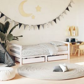 Kids Bed Frame with Drawers White 80x160cm Solid Wood Pine