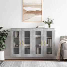 Wall Mounted Cabinets 2 pcs Concrete Grey Engineered Wood