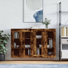 Wall Mounted Cabinets 2 Pieces Smoked Oak Engineered Wood