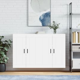 Wall Mounted Cabinets 2 Pieces White Engineered Wood