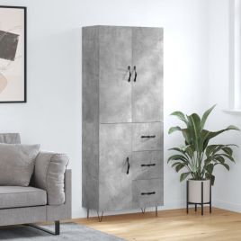 Highboard Concrete Grey 69.5x34x180 cm Engineered Wood