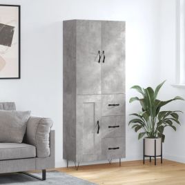Highboard Concrete Grey 69.5x34x180 cm Engineered Wood