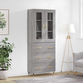 Highboard Grey Sonoma 69.5x34x180 cm Engineered Wood
