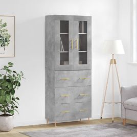 Highboard Concrete Grey 69.5x34x180 cm Engineered Wood