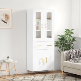 Highboard White 69.5x34x180 cm Engineered Wood