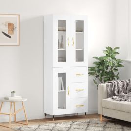 Highboard White 69.5x34x180 cm Engineered Wood