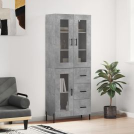 Highboard Concrete Grey 69.5x34x180 cm Engineered Wood