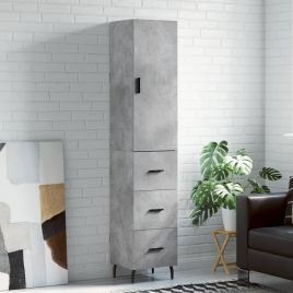 Highboard Concrete Grey 34.5x34x180 cm Engineered Wood