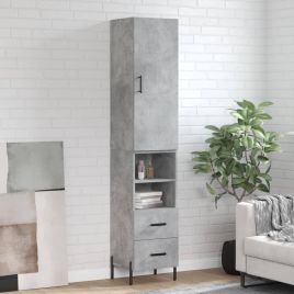 Highboard Concrete Grey 34.5x34x180 cm Engineered Wood