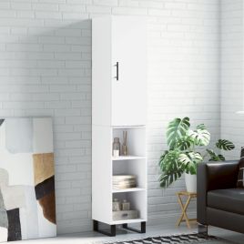 Highboard White 34.5x34x180 cm Engineered Wood