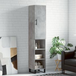 Highboard Concrete Grey 34.5x34x180 cm Engineered Wood