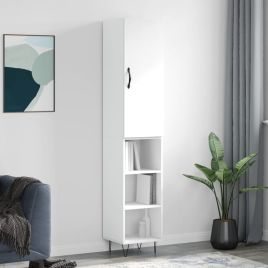 Highboard White 34.5x34x180 cm Engineered Wood