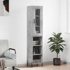 Highboard Concrete Grey 34.5x34x180 cm Engineered Wood