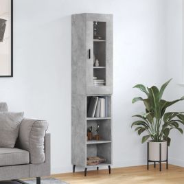 Highboard Concrete Grey 34.5x34x180 cm Engineered Wood