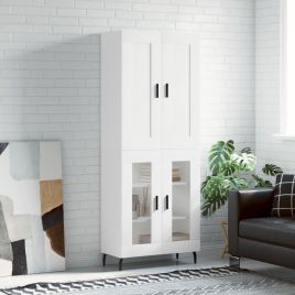 Highboard White 69.5x34x180 cm Engineered Wood