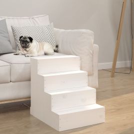 Pet Stair White 40x49x47cm Solid Wood Pine