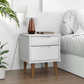 Bedside Table - RIVERS Nightstand White 40cm
