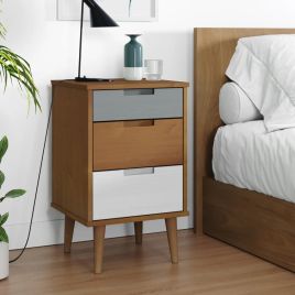 Bedside Table - NASH Nightstand Brown 40cm