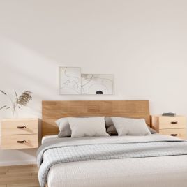 Bedside Table - BRADFORD 2 Piece Nightstand Natural 50cm
