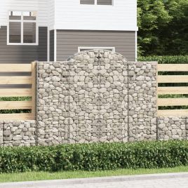 Arched Gabion Baskets 14 Pieces 200x50x160/180 cm Galvanised Iron